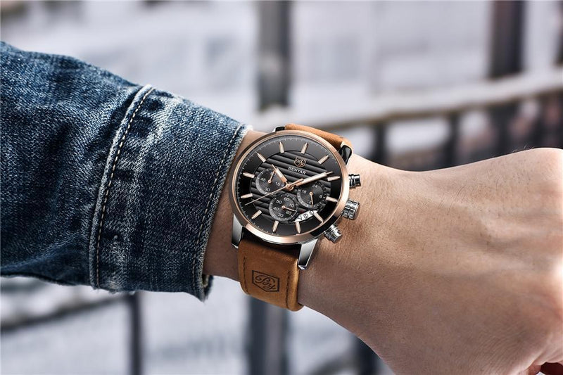 Luxury Men's Business Watches Fashion Watch Waterproof For Men's Casual Sport Leather Strap