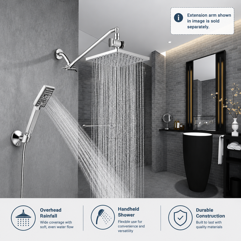 Dual Shower Head-Rain Shower Head with Handheld Shower Set, Diverter