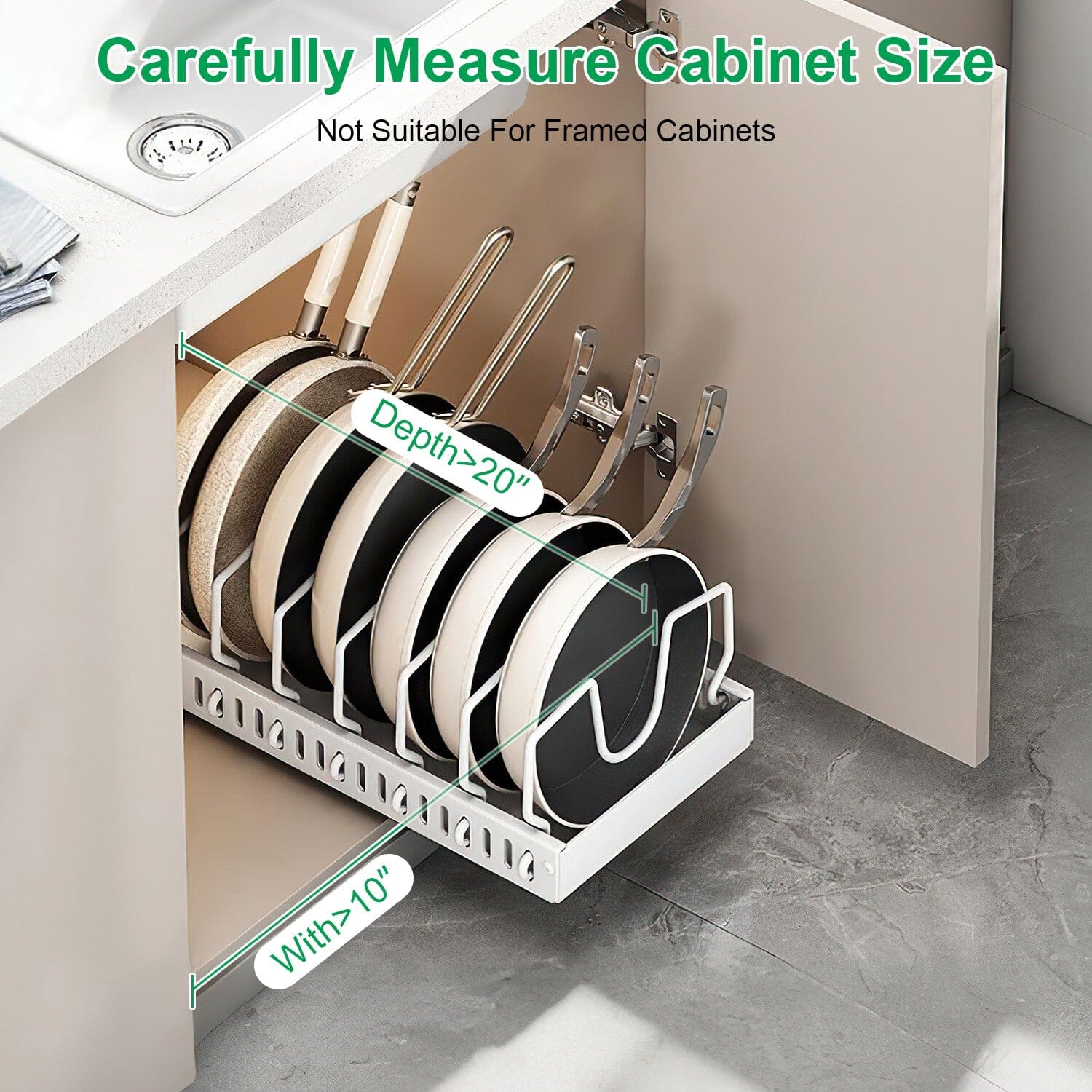 Pull Out Pots and Pans Organizer with 8 Adjustable Dividers Kitchen Storage - DailySale