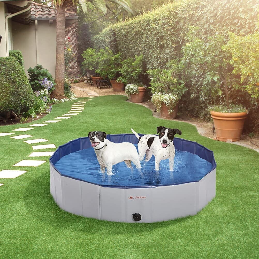 PUPTECK Foldable Dog Swimming Pool - Portable Pet Bathing Tub Leakproof (Gray) Pet Supplies - DailySale