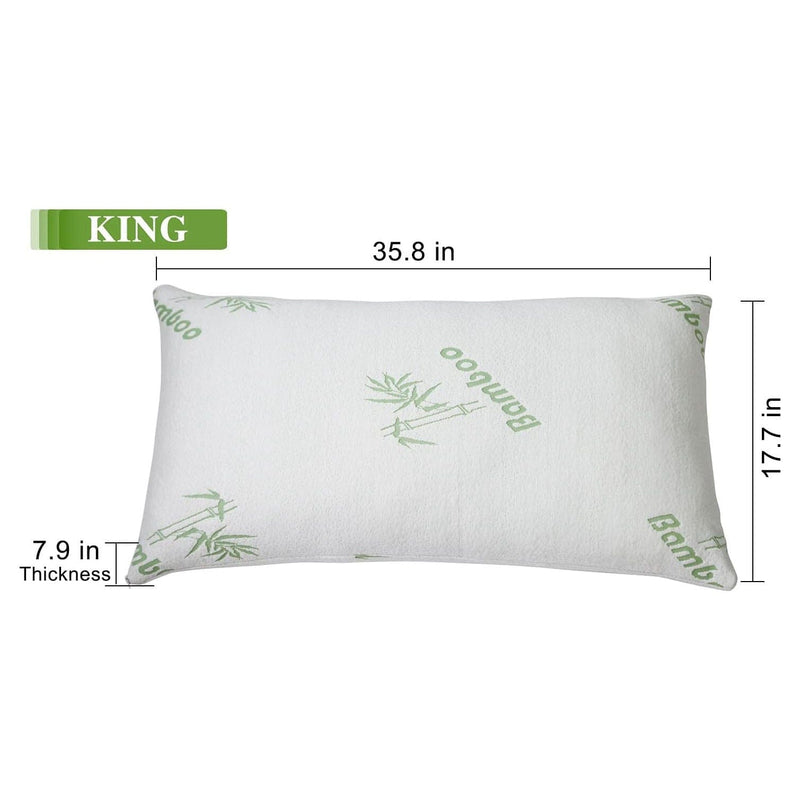 Queen Memory Foam Pillow with Removable Bamboo Cover Bedding - DailySale