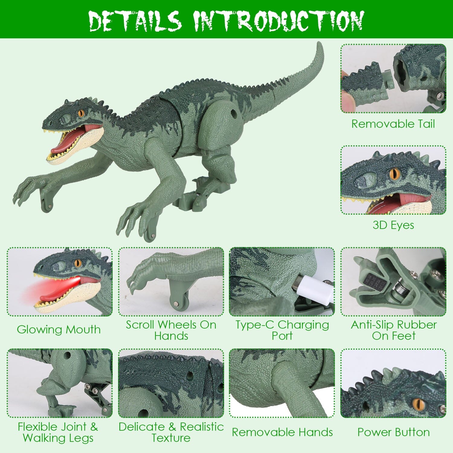 Remote Control Dinosaur with 3D Eye Roaring Sounds for 3-12 Years Old Toys & Games - DailySale