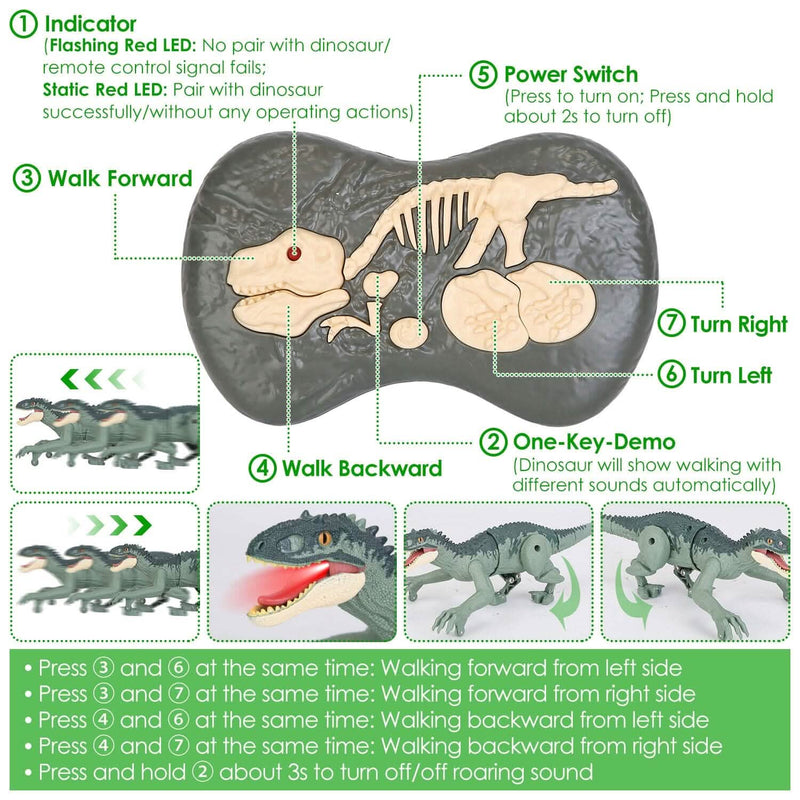 Remote Control Dinosaur with 3D Eye Roaring Sounds for 3-12 Years Old Toys & Games - DailySale