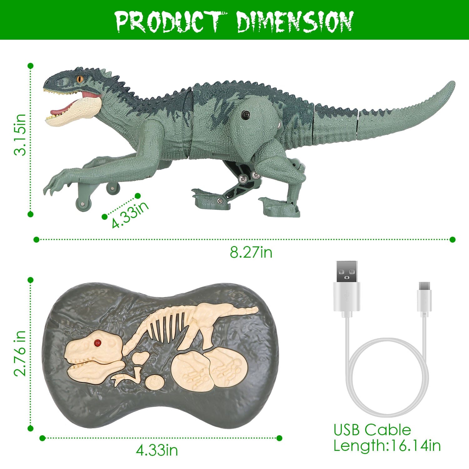 Remote Control Dinosaur with 3D Eye Roaring Sounds for 3-12 Years Old Toys & Games - DailySale