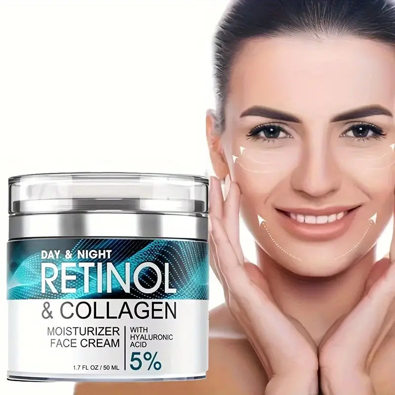 Retinol Moisturizing Cream, Face Moisturizer With Collagen, Hyaluronic Acid, Vitamin C+E, Soothes Dry Skin, Improves Elasticity, Hydrating Face Lotion Beauty & Personal Care - DailySale