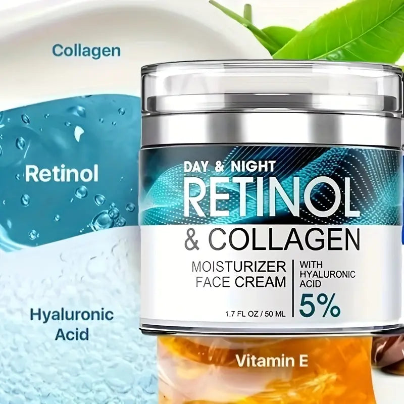 Retinol Moisturizing Cream, Face Moisturizer With Collagen, Hyaluronic Acid, Vitamin C+E, Soothes Dry Skin, Improves Elasticity, Hydrating Face Lotion Beauty & Personal Care - DailySale