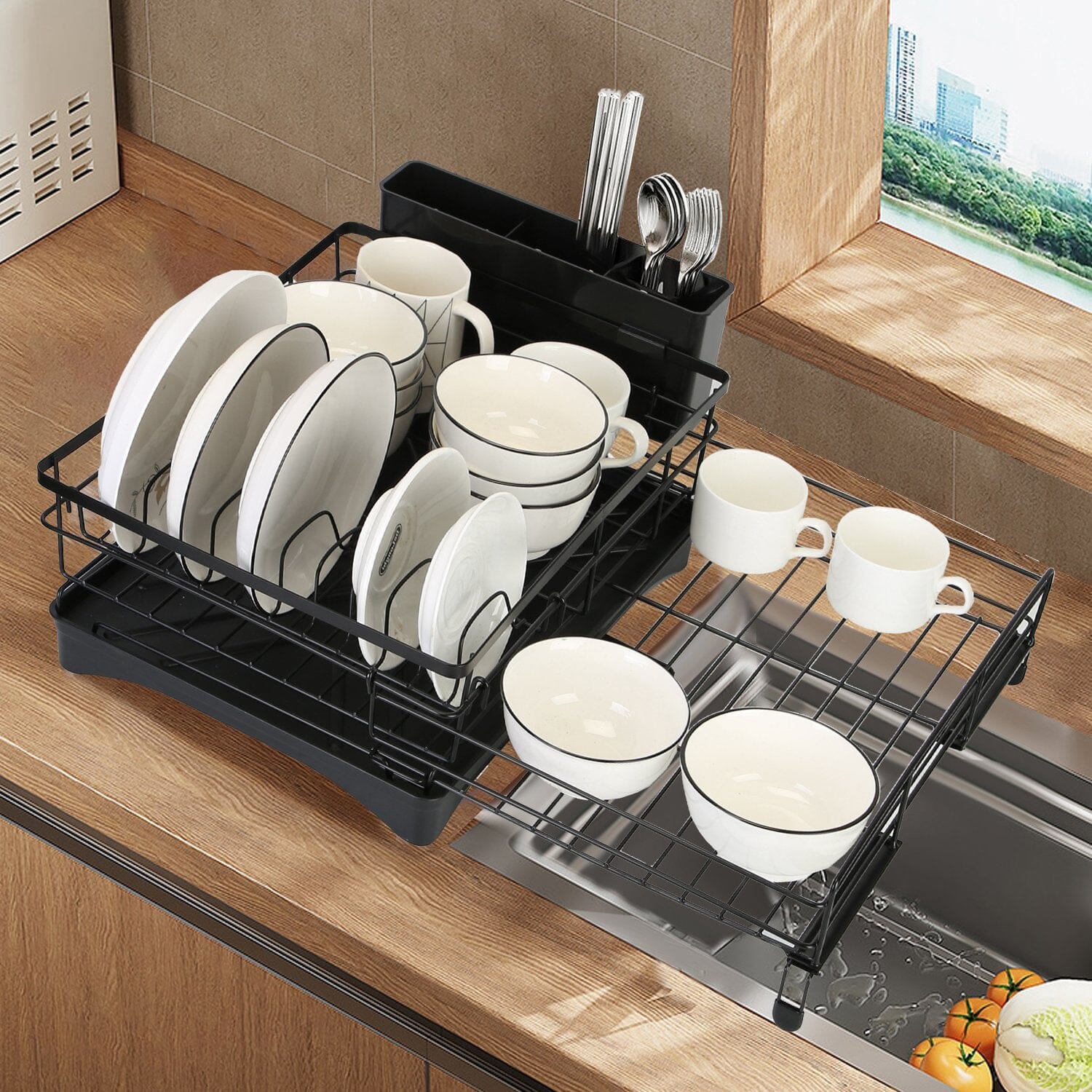 Retractable Dish Drying Rack Kitchen Storage - DailySale