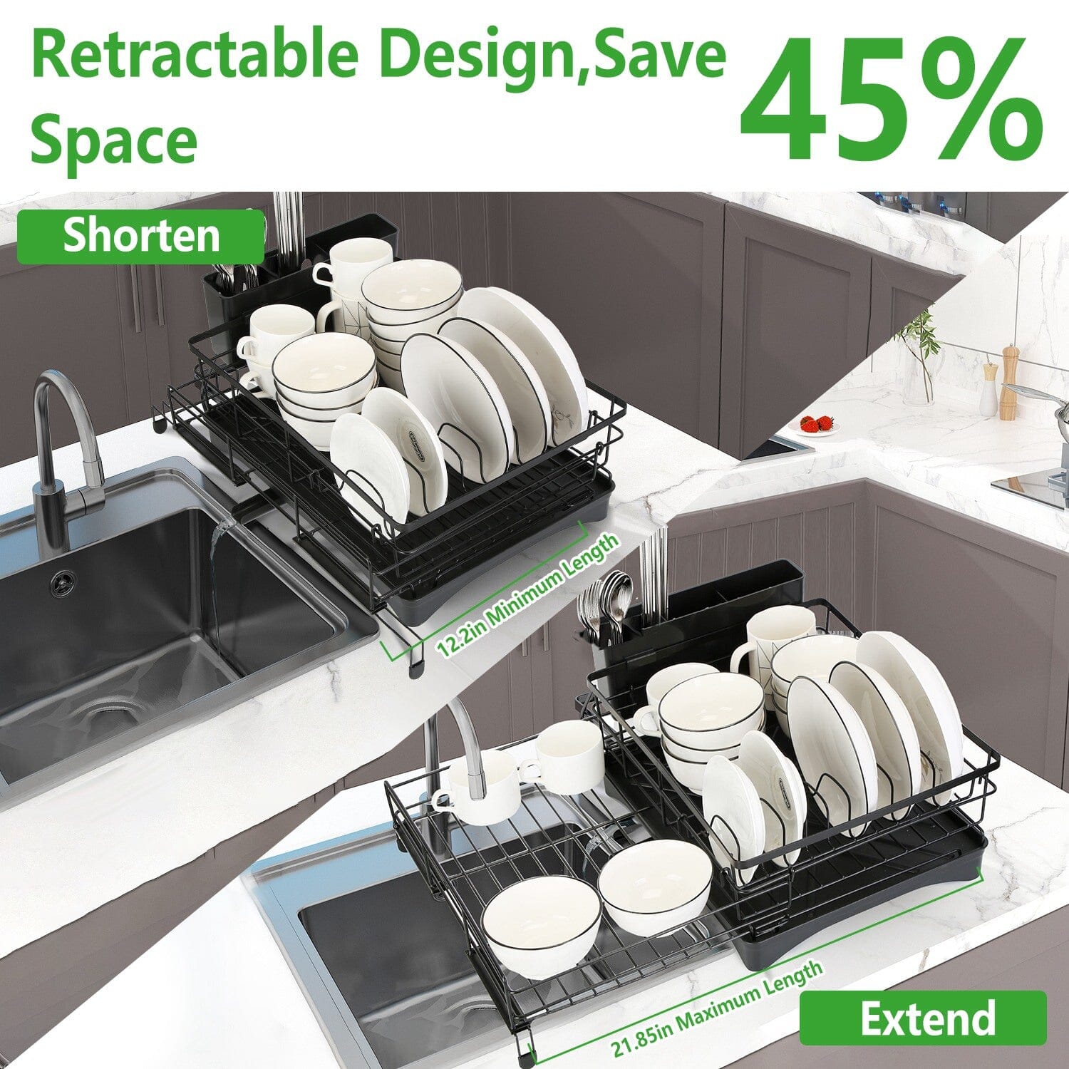 Retractable Dish Drying Rack Kitchen Storage - DailySale