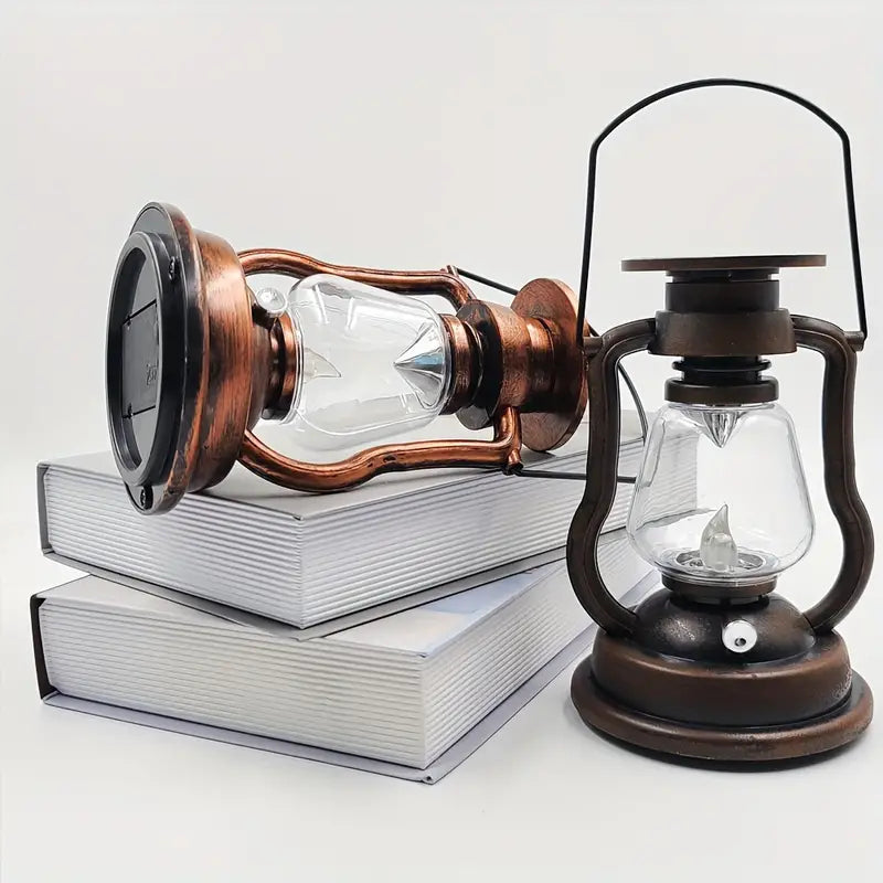 Retro Kerosene Lamp LED Horse Lantern Outdoor Waterproof Portable Rechargeable Solar Powered Flame Light Outdoor Lighting - DailySale