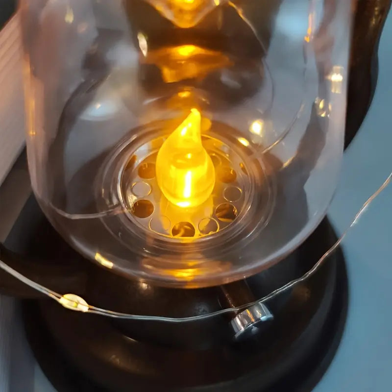 Retro Kerosene Lamp LED Horse Lantern Outdoor Waterproof Portable Rechargeable Solar Powered Flame Light Outdoor Lighting - DailySale