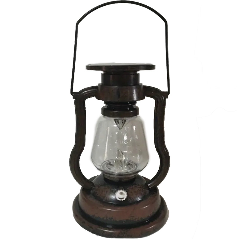 Retro Kerosene Lamp LED Horse Lantern Outdoor Waterproof Portable Rechargeable Solar Powered Flame Light Outdoor Lighting Rust - DailySale