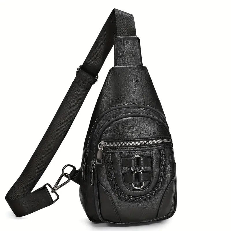 Retro PU Leather Crossbody Bag Bags & Travel Black - DailySale