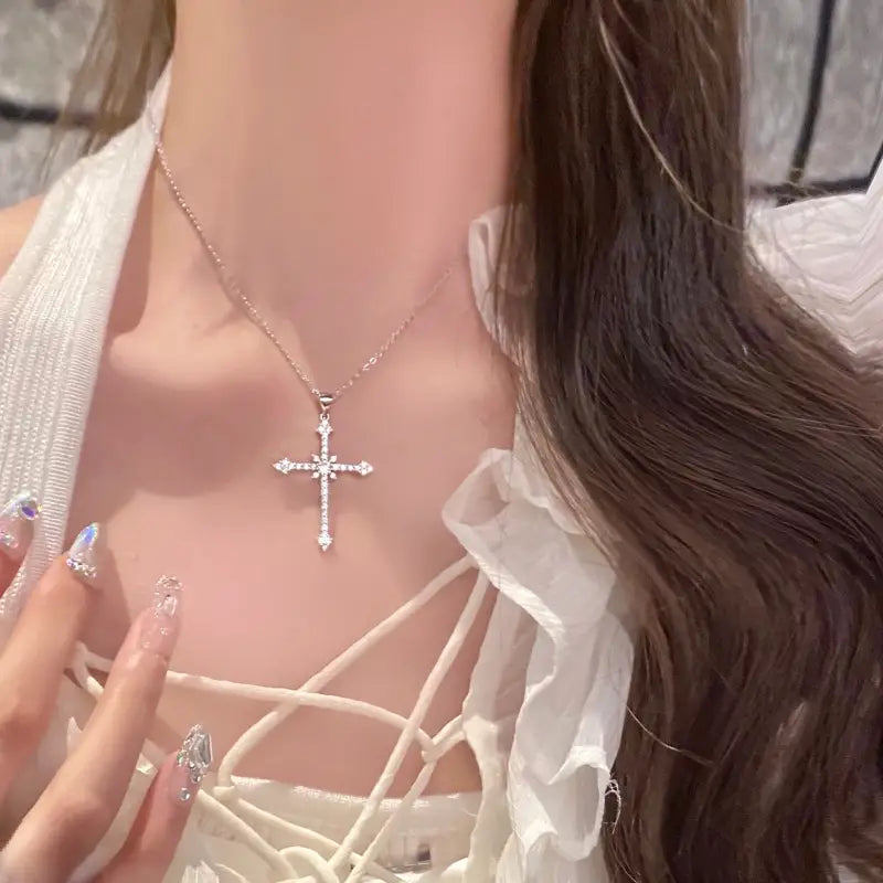 Rhinestone Exquisite Zircon Cross Pendant Necklace Necklaces - DailySale