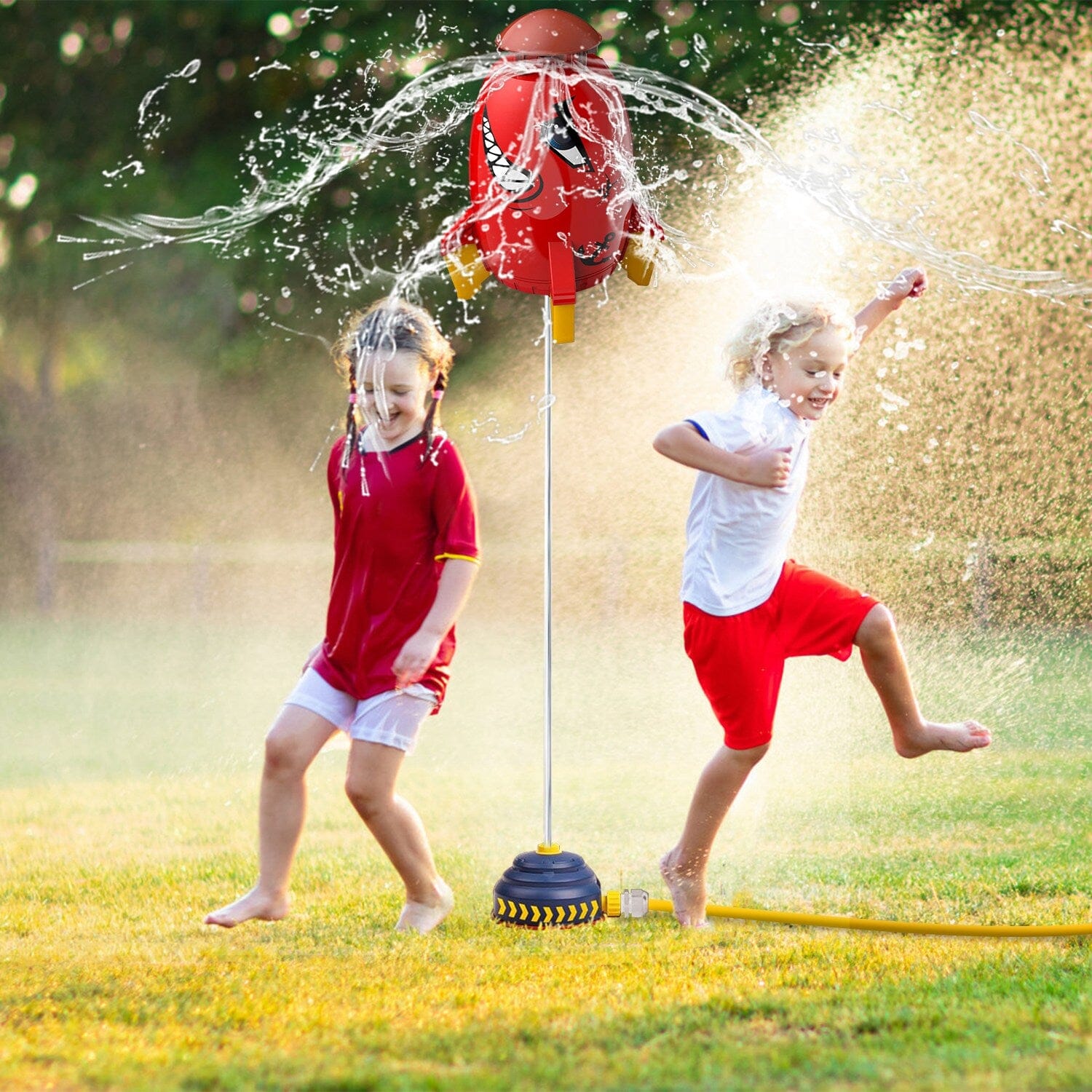 Rocket Sprinkler Launcher Water Sprinkler Flying Splashing 360° Rotation for 3+ Years Old Toys & Games - DailySale