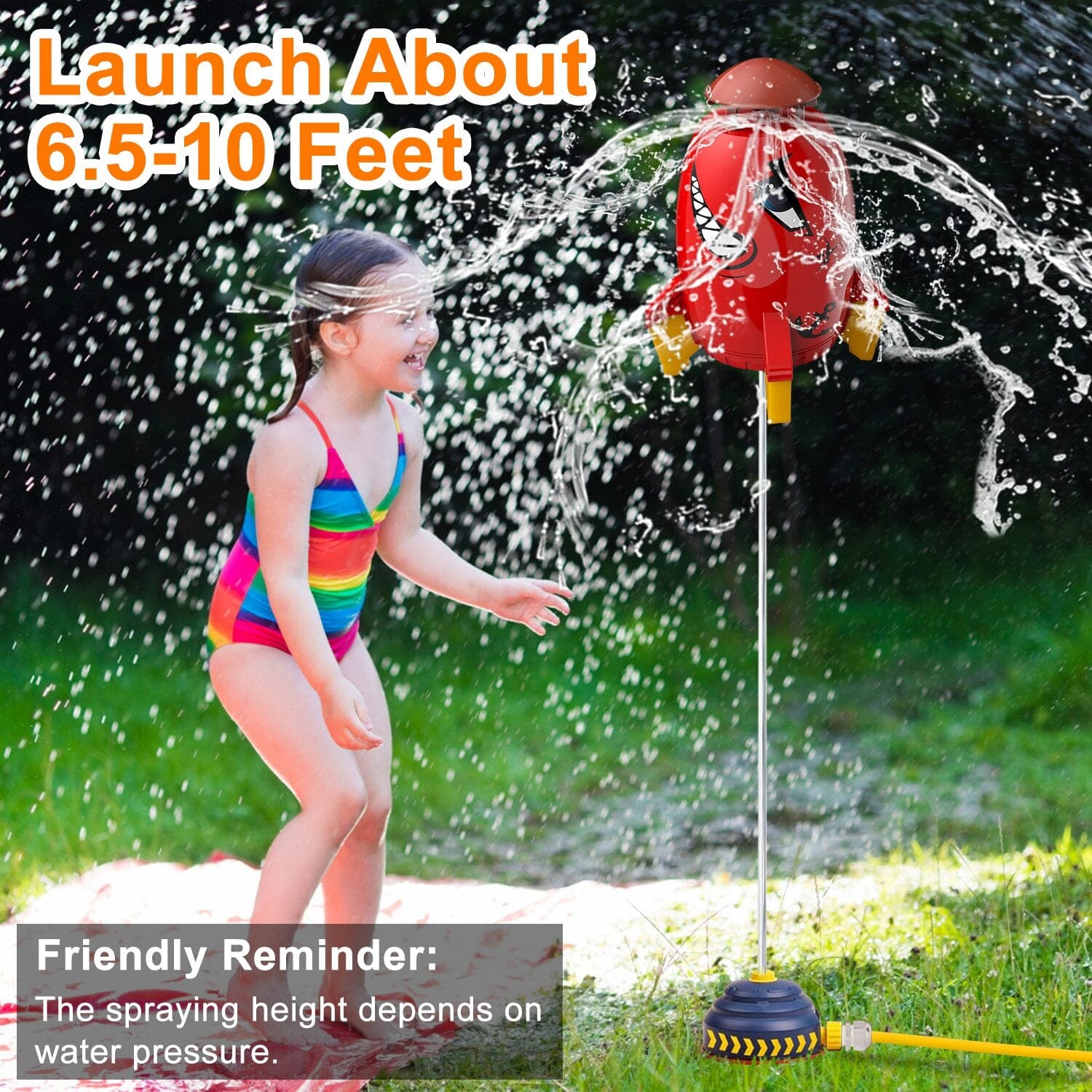 Rocket Sprinkler Launcher Water Sprinkler Flying Splashing 360° Rotation for 3+ Years Old Toys & Games - DailySale