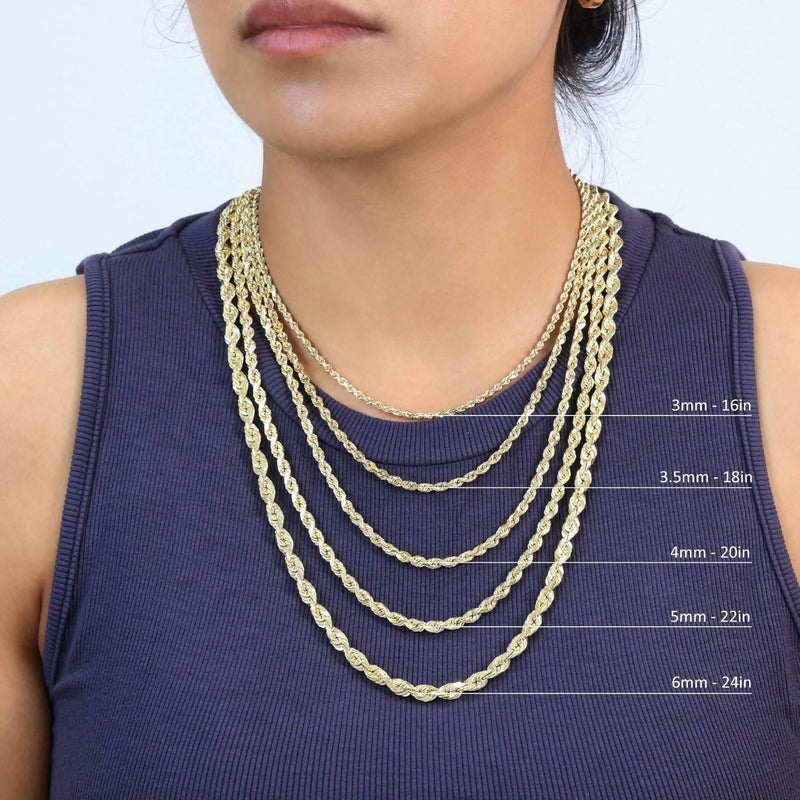Rope Chain in Yellow Gold - 10mm Necklaces - DailySale