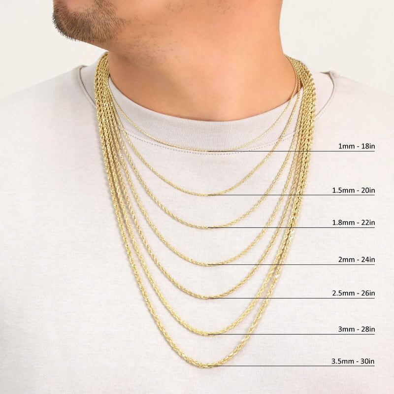 Rope Chain in Yellow Gold - 10mm Necklaces - DailySale