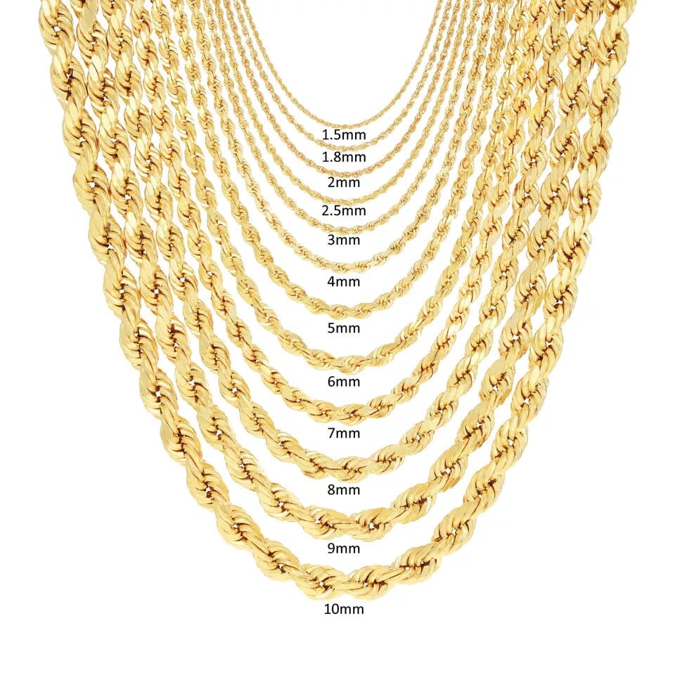 Rope Chain in Yellow Gold - 2mm Necklaces - DailySale