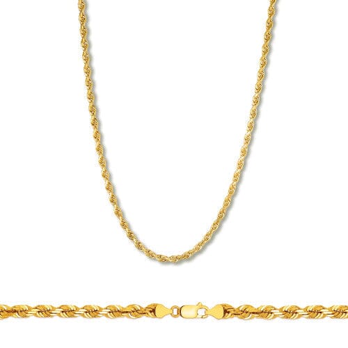 Rope Chain in Yellow Gold - 3mm Necklaces - DailySale