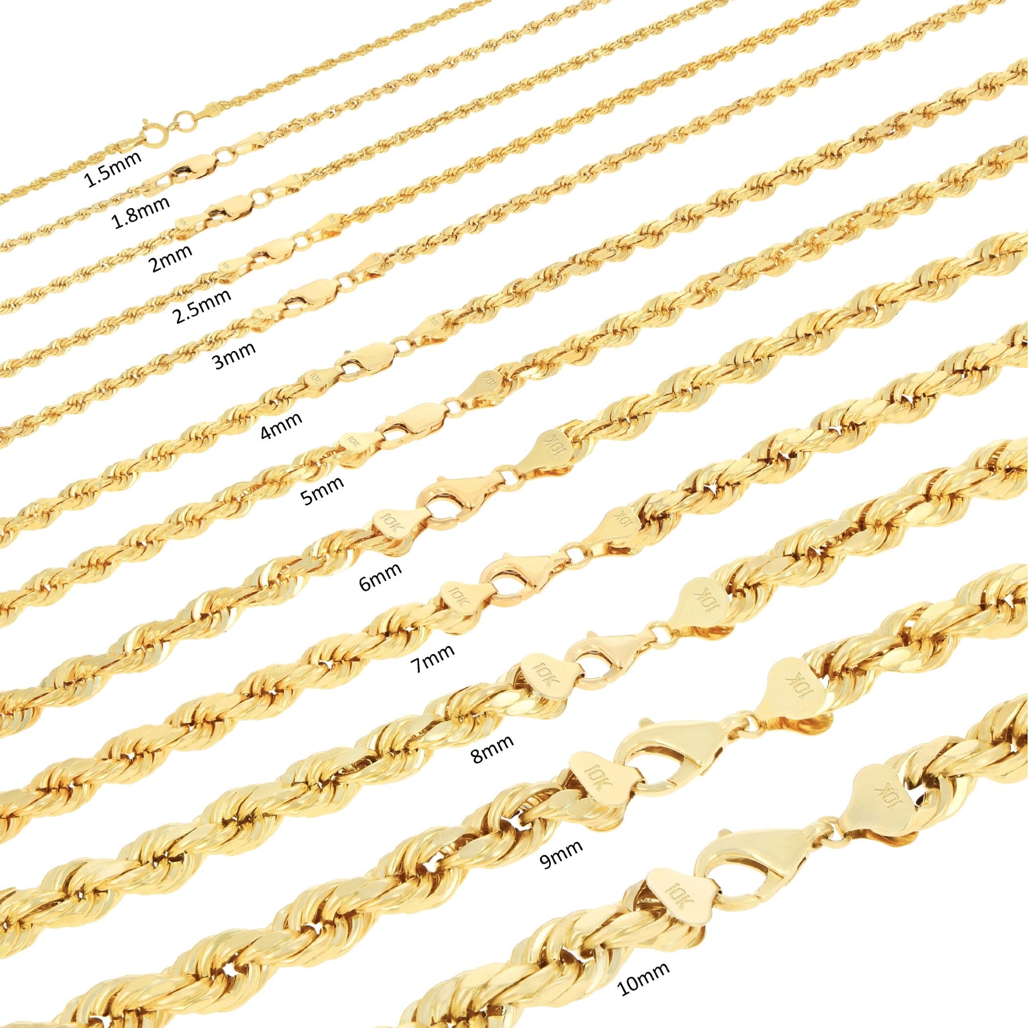 Rope Chain in Yellow Gold - 3mm Necklaces - DailySale