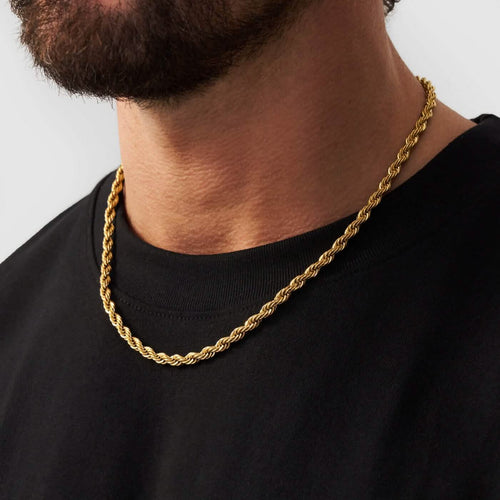 Rope Chain in Yellow Gold - 4mm Necklaces 16" - DailySale