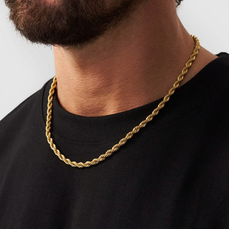 Rope Chain in Yellow Gold - 4mm Necklaces 16" - DailySale