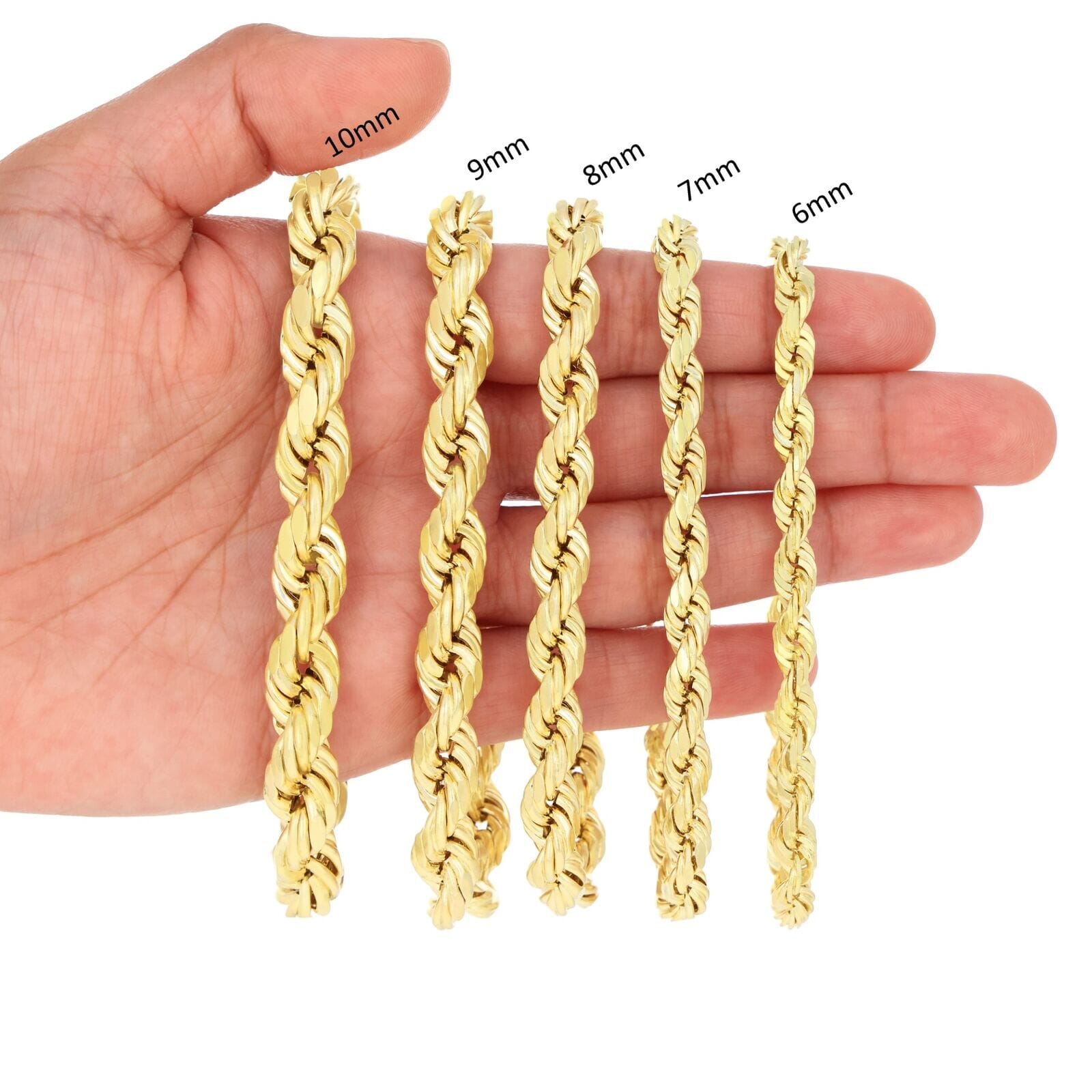 Rope Chain in Yellow Gold - 7mm Necklaces 16" - DailySale