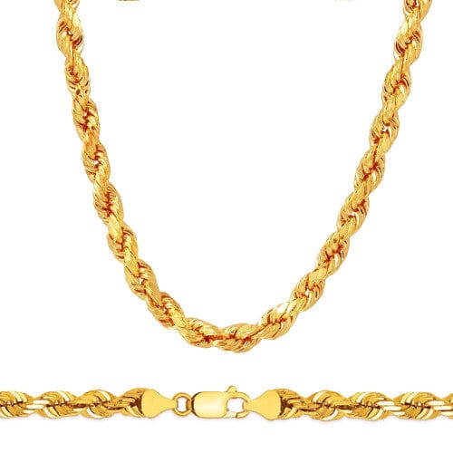 Rope Chain in Yellow Gold - 7mm Necklaces - DailySale