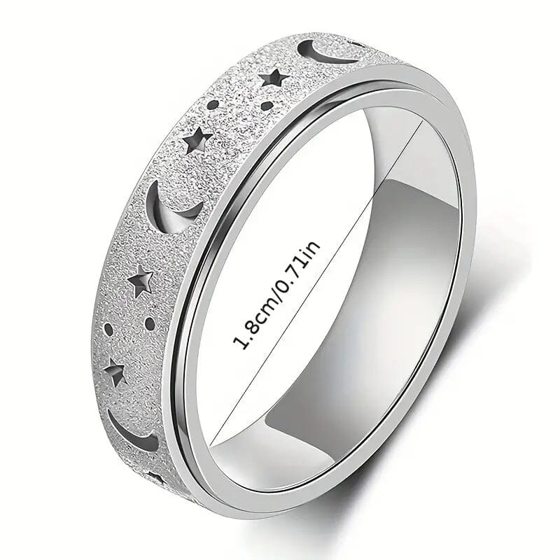 Rotatable Anxiety Fidget Ring Moon and Star Design Rings - DailySale