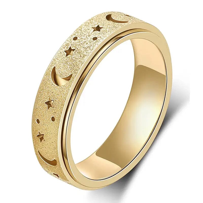 Rotatable Anxiety Fidget Ring Moon and Star Design Rings Gold 6 - DailySale