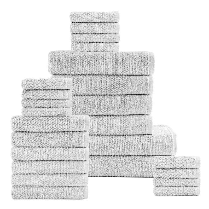 24-Piece Set: Dan River Popcorn Cotton Bath Towel Set