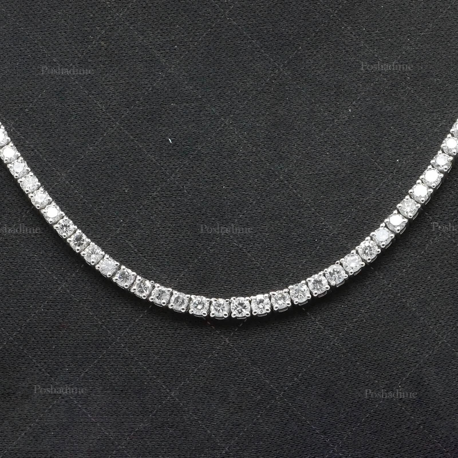 4.3CT Certified Round Lab Grown Diamond 18" Tennis Necklace Solid 14K White Gold