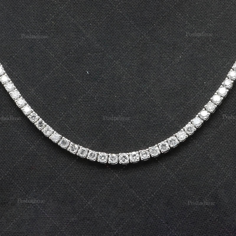 4.3CT Certified Round Lab Grown Diamond 18" Tennis Necklace Solid 14K White Gold