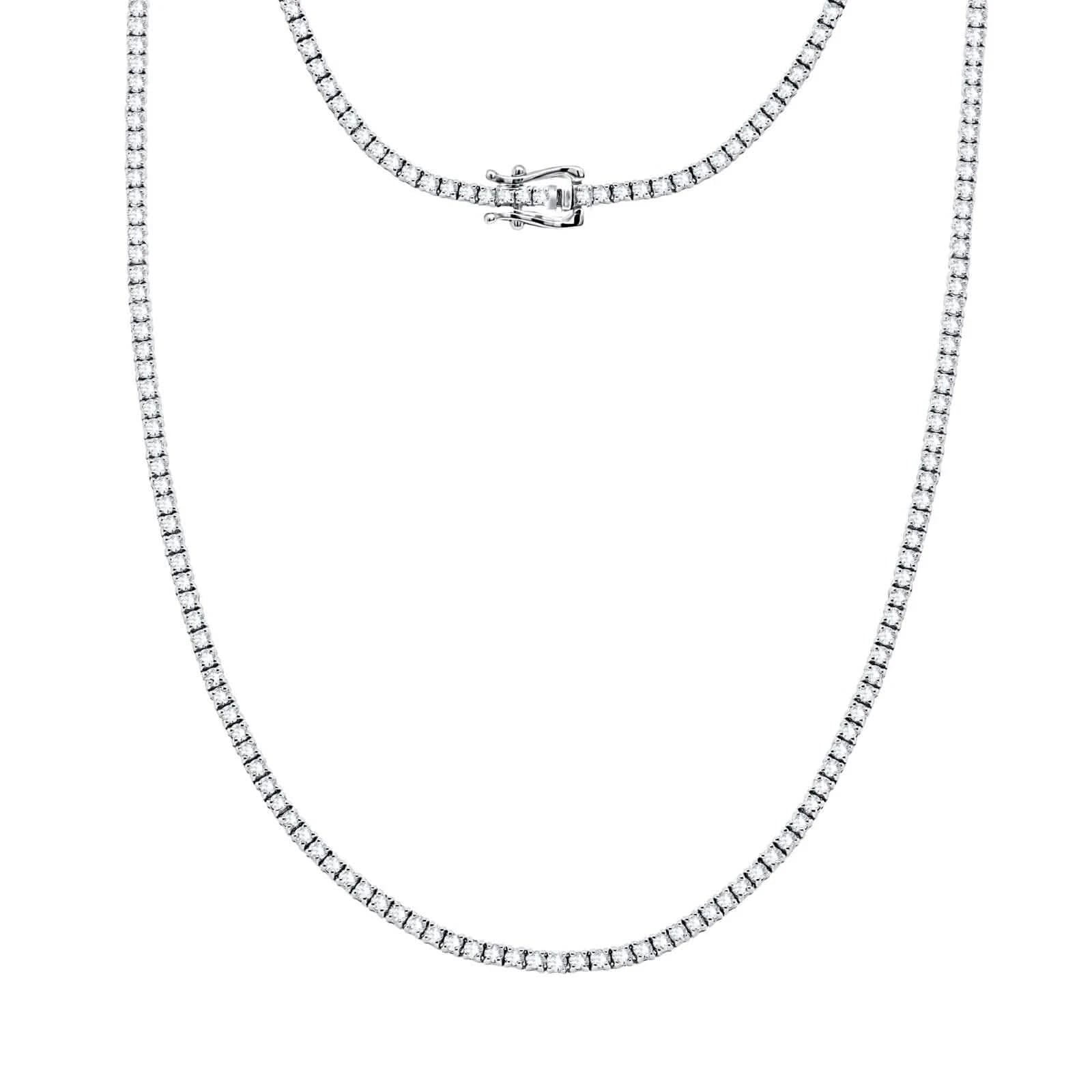 Ct Round Certified Lab Grown Diamond 14K Solid Gold Women’s Tennis Necklace (18")