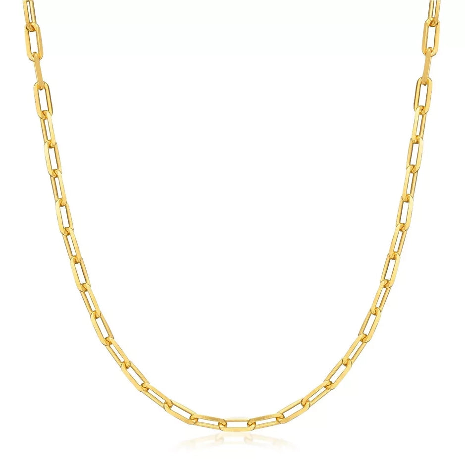 18K Gold Paperclip Link Chain Necklace