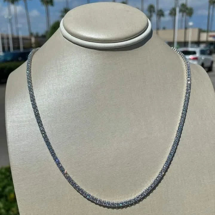 Men’s Genuine Lab Grown Diamond Tennis Necklace D VS 19.30 Carat 14K 20"