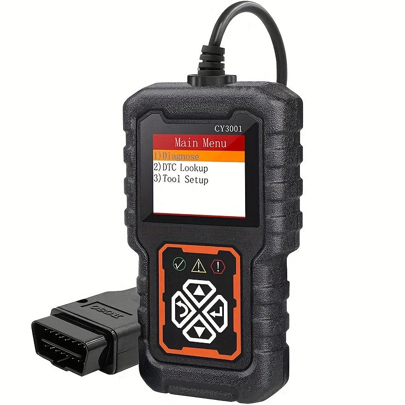 OBD2 scanner with colour screen and attached cable