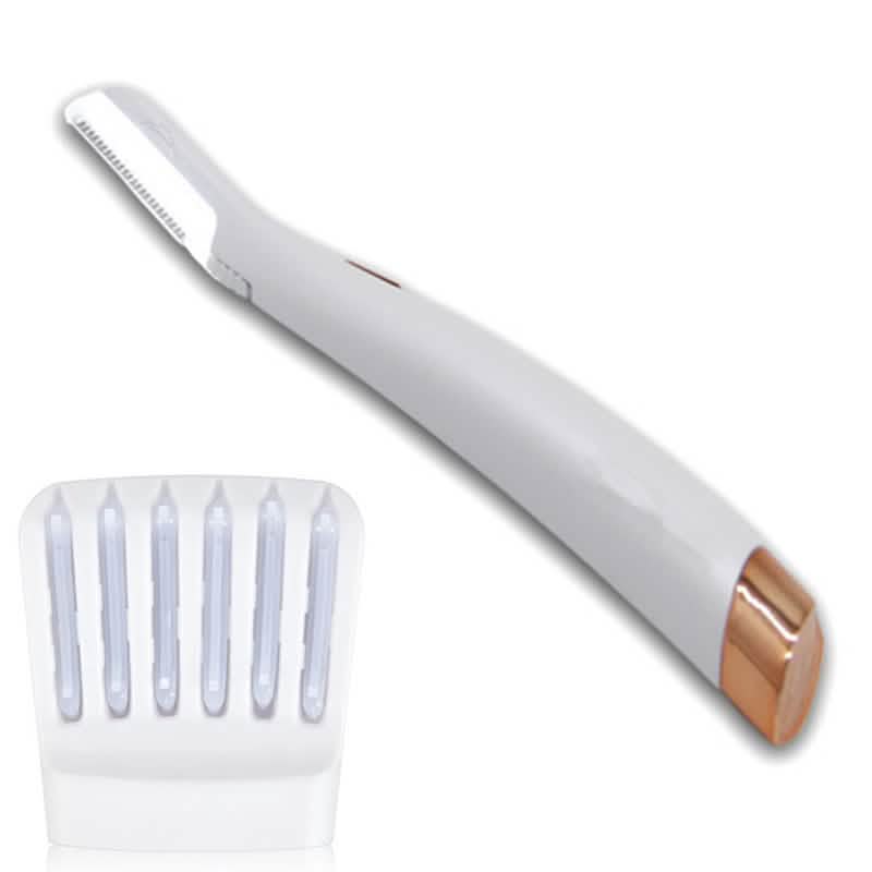 Lighted facial exfoliator with its tray of six replacement heads