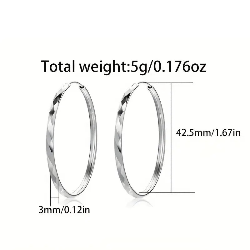 S925 Sterling Silver Hoop Earrings With Exaggerated Large Circle Diamond Pattern Hoop Earrings - DailySale