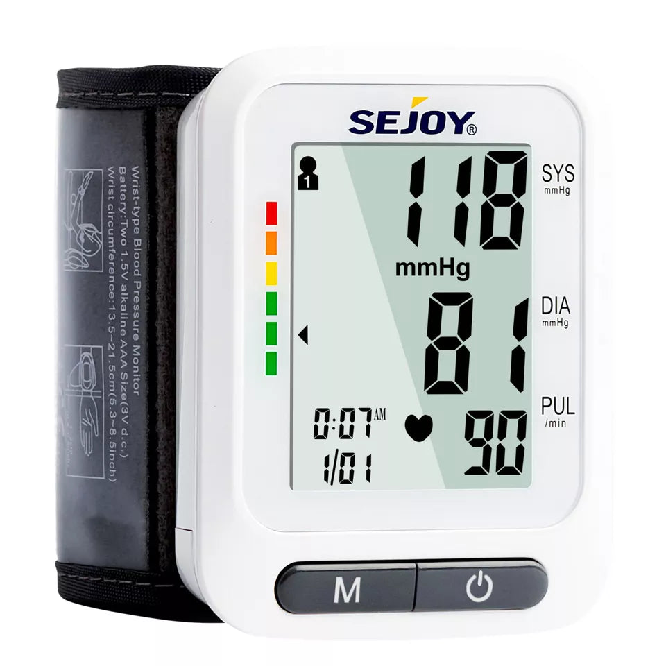 SEJOY Wrist Blood Pressure Monitor Automatic Digital Cuff Heart Rate BP Machine Wellness - DailySale