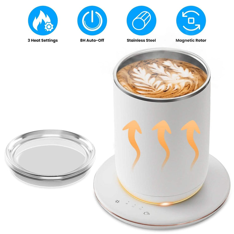 Self Stirring Coffee Mug with Lid Temperature Control 3 Heat Settings Kitchen Appliances - DailySale