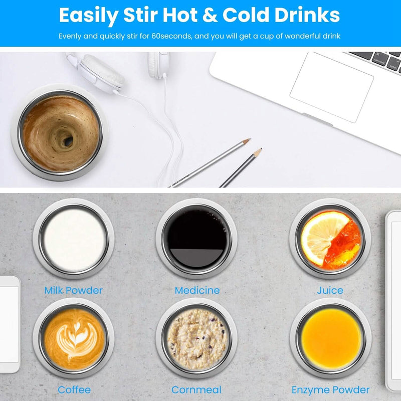 Self Stirring Coffee Mug with Lid Temperature Control 3 Heat Settings Kitchen Appliances - DailySale
