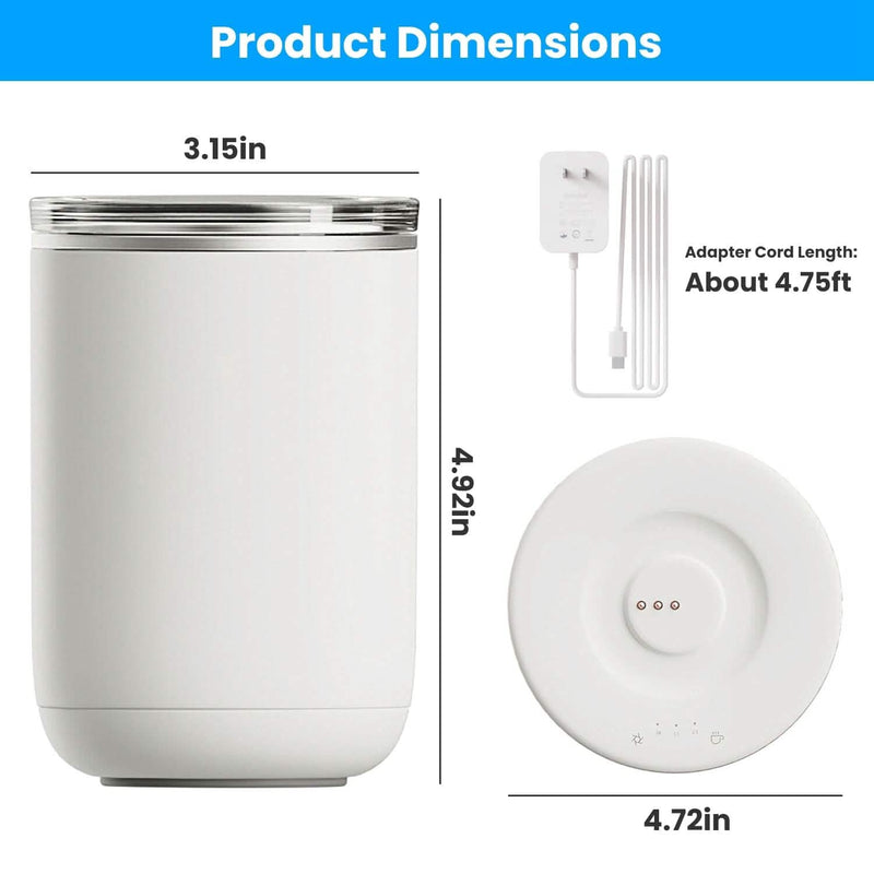 Self Stirring Coffee Mug with Lid Temperature Control 3 Heat Settings Kitchen Appliances - DailySale