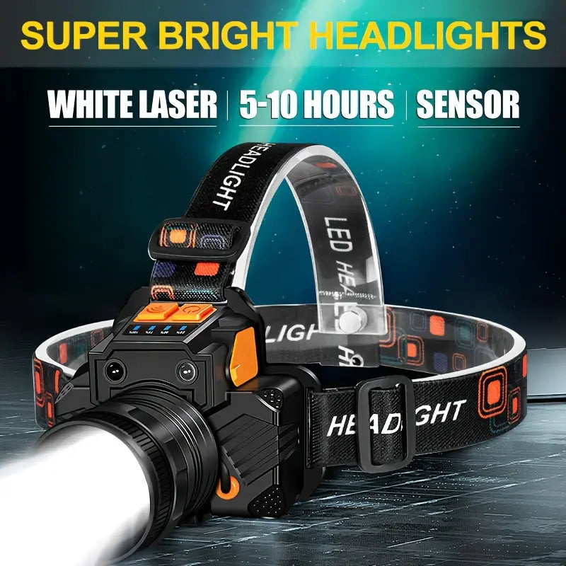 Sensor Headlights Built-in Battery USB Rechargeable 3 Modes of Portable Flashlight Sports & Outdoors - DailySale