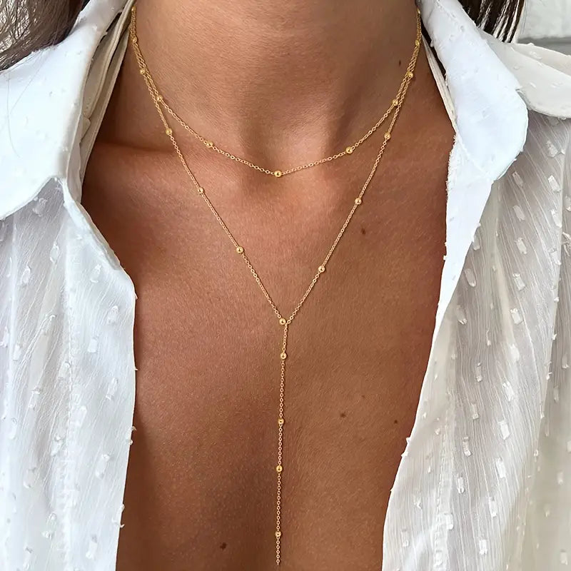 Sexy Tribal Style Iron Chain with Dangling Tassel Pendant Necklaces Gold - DailySale