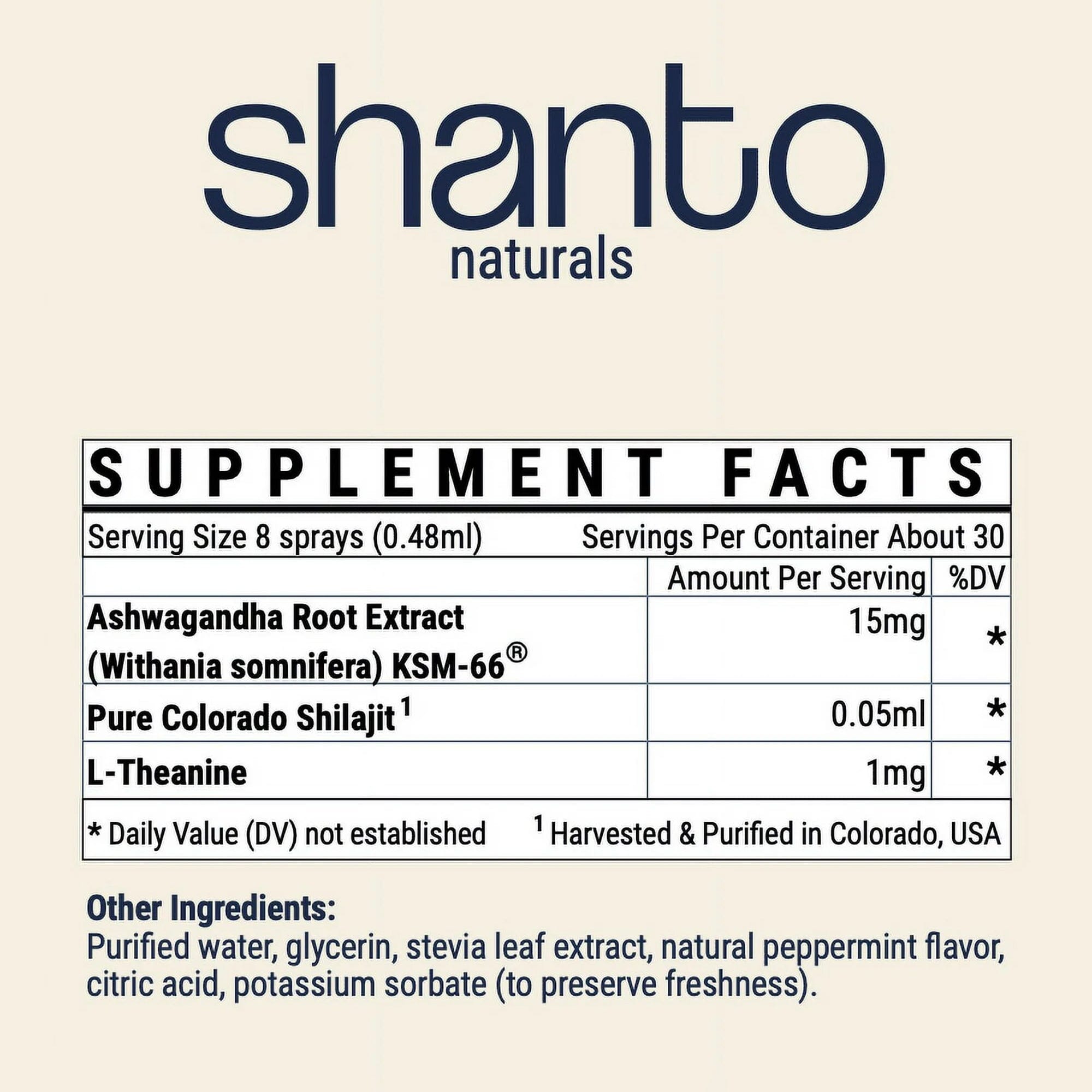 Shanto Calm Natural Oral Spray with KSM-66 Ashwagandha, Shilajit and L-Theanine Wellness - DailySale