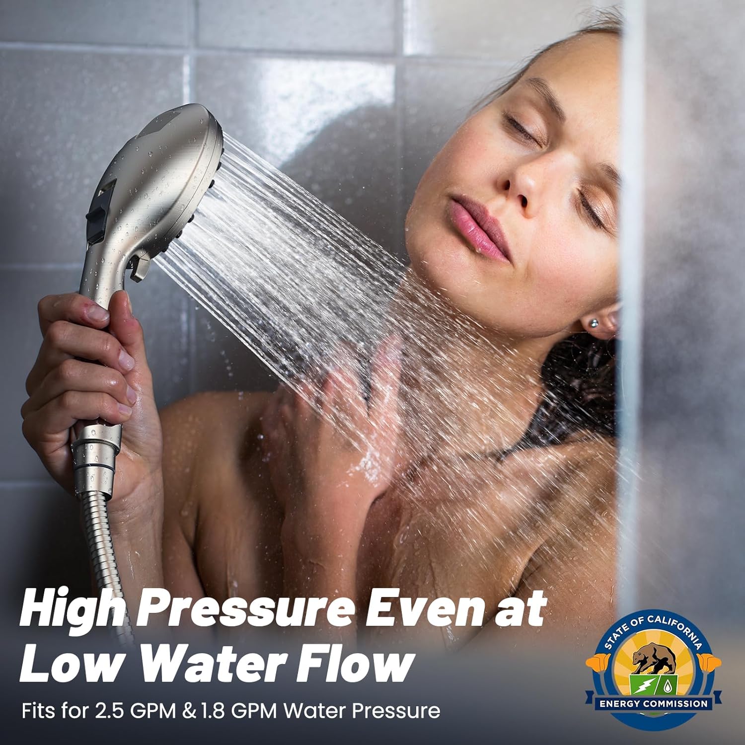 High Pressure 8-Mode Handheld Shower Head  with 80" Extra Long Stainless Steel Hose