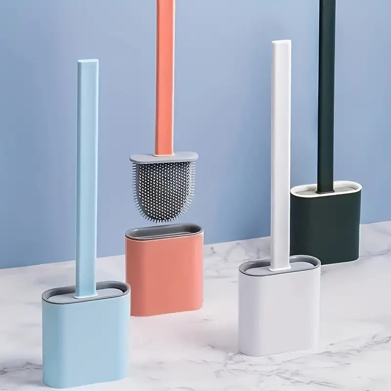 Silicone Toilet Brush with Long Holder Set Bath - DailySale