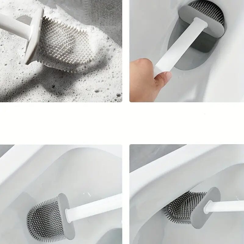 Silicone Toilet Brush with Long Holder Set Bath - DailySale