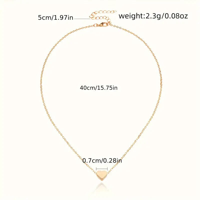 Simple Exquisite Heart-Shaped Pendant Alloy Necklace Necklaces - DailySale